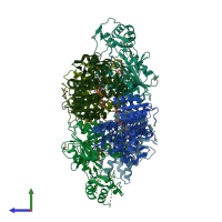 PDB entry 4j2o coloured by chain, side view.