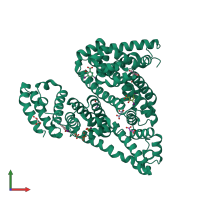 PDB entry 4j2v coloured by chain, front view.