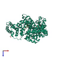 PDB entry 4j2v coloured by chain, top view.