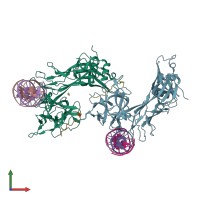 PDB entry 4j2x coloured by chain, front view.