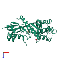 PDB entry 4j37 coloured by chain, top view.