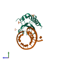 PDB entry 4j39 coloured by chain, side view.