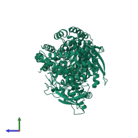 PDB entry 4j3b coloured by chain, side view.