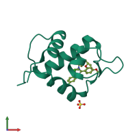 PDB entry 4j3e coloured by chain, front view.