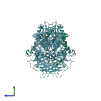 PDB entry 4j3j coloured by chain, side view.