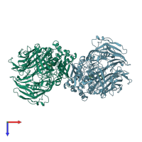 PDB entry 4j3j coloured by chain, top view.