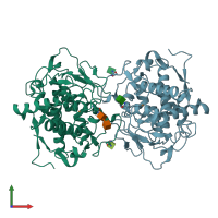 PDB entry 4j3q coloured by chain, front view.