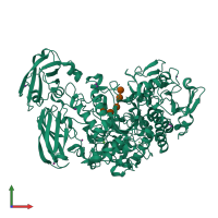 PDB entry 4j3t coloured by chain, front view.