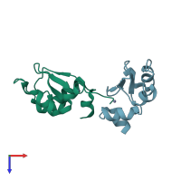 PDB entry 4j3y coloured by chain, top view.