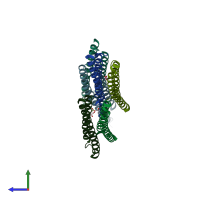 PDB entry 4j41 coloured by chain, side view.