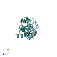 PDB entry 4j46 coloured by chain, side view.