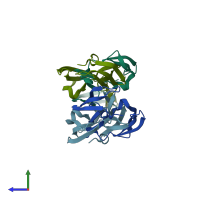 PDB entry 4j4d coloured by chain, side view.