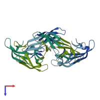 PDB entry 4j4d coloured by chain, top view.