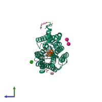 PDB entry 4j4q coloured by chain, side view.