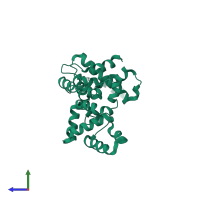 PDB entry 4j4w coloured by chain, side view.