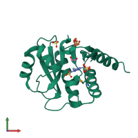 PDB entry 4j4z coloured by chain, front view.