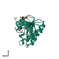 PDB entry 4j4z coloured by chain, side view.