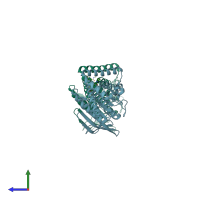 PDB entry 4j51 coloured by chain, side view.