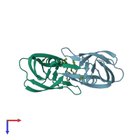 PDB entry 4j55 coloured by chain, top view.