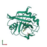 PDB entry 4j58 coloured by chain, front view.