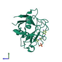 PDB entry 4j58 coloured by chain, side view.