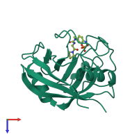 PDB entry 4j58 coloured by chain, top view.