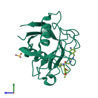 PDB entry 4j5a coloured by chain, side view.