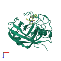 PDB entry 4j5c coloured by chain, top view.