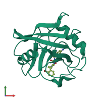 PDB entry 4j5d coloured by chain, front view.