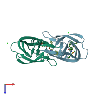 PDB entry 4j5j coloured by chain, top view.