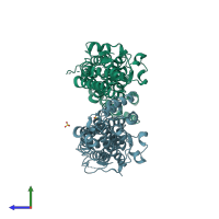 PDB entry 4j5l coloured by chain, side view.