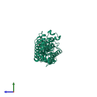 PDB entry 4j5m coloured by chain, side view.