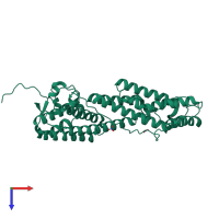 PDB entry 4j5m coloured by chain, top view.
