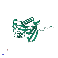PDB entry 4j5q coloured by chain, top view.
