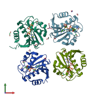PDB entry 4j5s coloured by chain, front view.