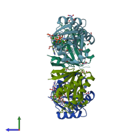 PDB entry 4j5s coloured by chain, side view.