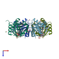 PDB entry 4j5s coloured by chain, top view.