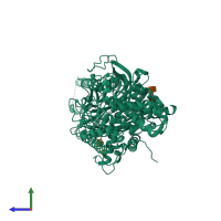 PDB entry 4j5t coloured by chain, side view.