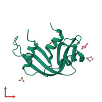 PDB entry 4j63 coloured by chain, front view.