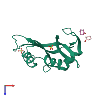 PDB entry 4j63 coloured by chain, top view.
