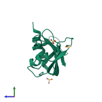 PDB entry 4j66 coloured by chain, side view.