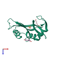 PDB entry 4j67 coloured by chain, top view.