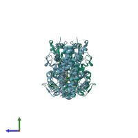 PDB entry 4j6c coloured by chain, side view.