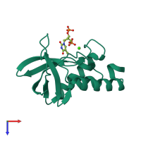 PDB entry 4j6h coloured by chain, top view.