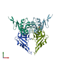 PDB entry 4j6j coloured by chain, front view.