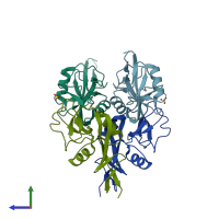 PDB entry 4j6j coloured by chain, side view.