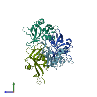 PDB entry 4j6p coloured by chain, side view.