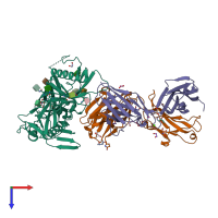 PDB entry 4j6r coloured by chain, top view.