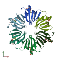 PDB entry 4j6x coloured by chain, front view.