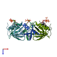 PDB entry 4j6x coloured by chain, top view.